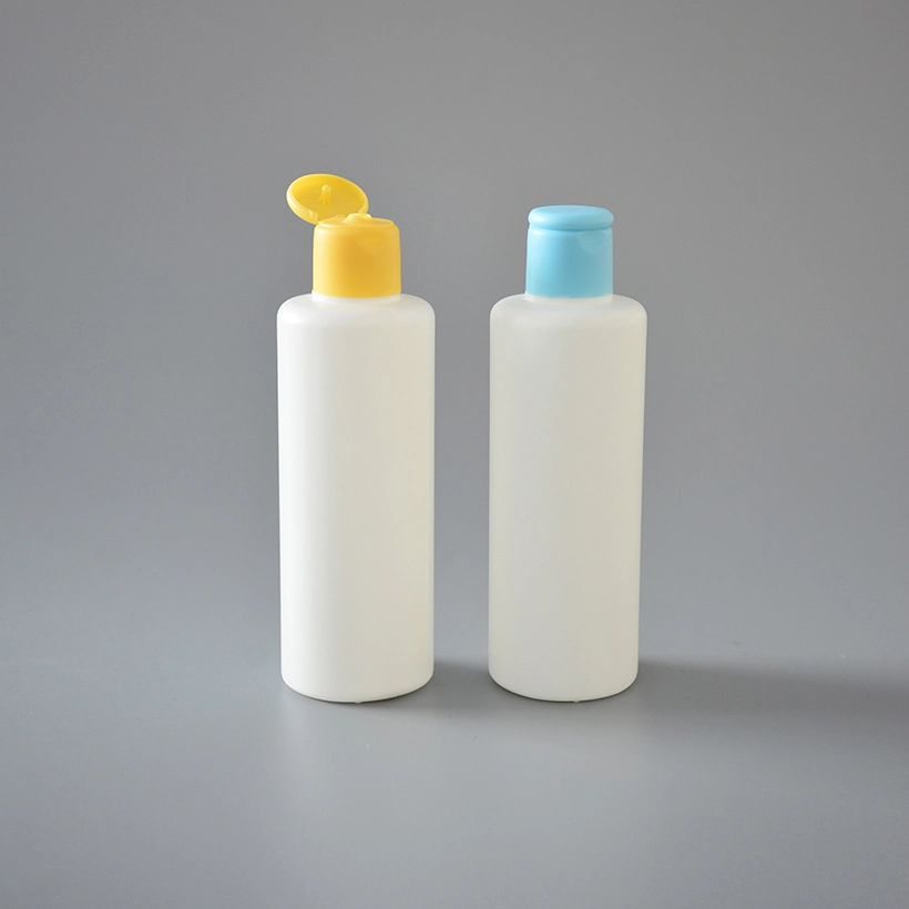 200ml Empty HDPE Lotion Squeeze Cosmetic Round White Color Plastic Bottles with Filp Top Cap