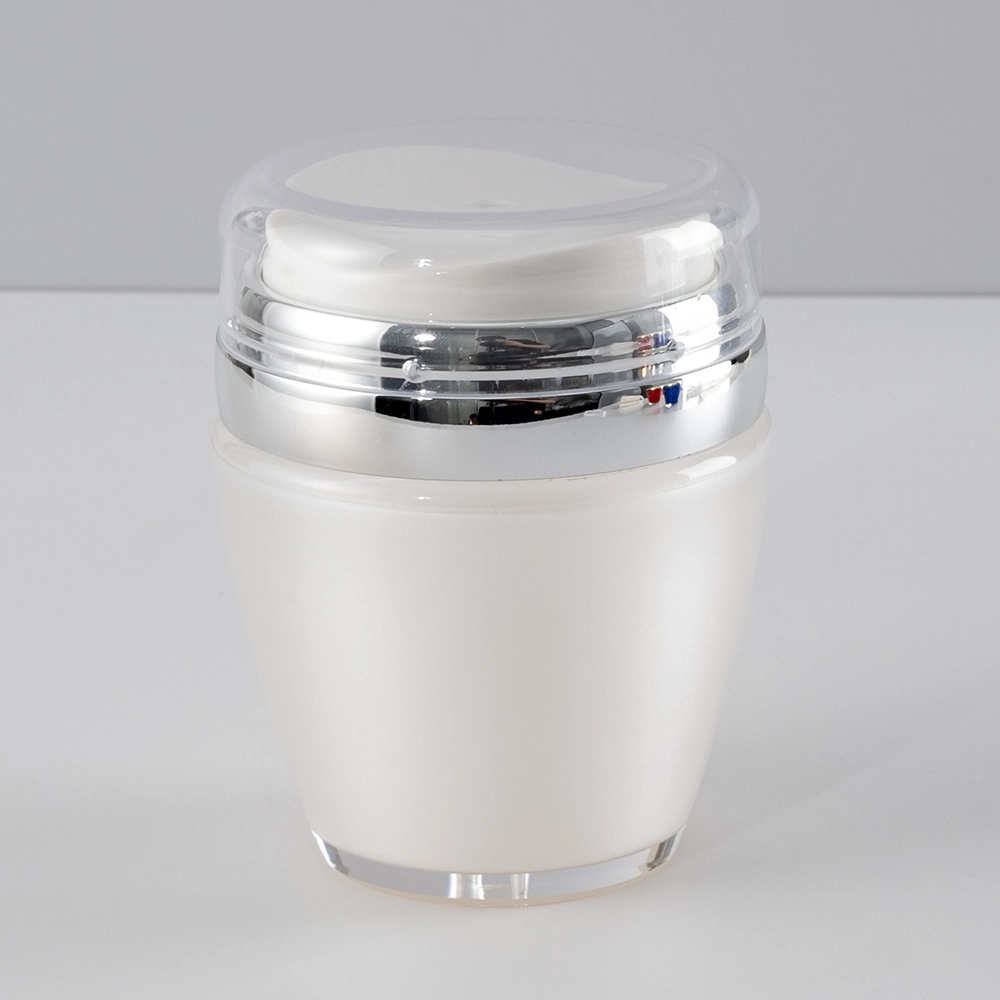 Classical 30ml OEM PP ABS White Blue White Plastic Transparent Cream Vacuum Airless Press Jar with Lid