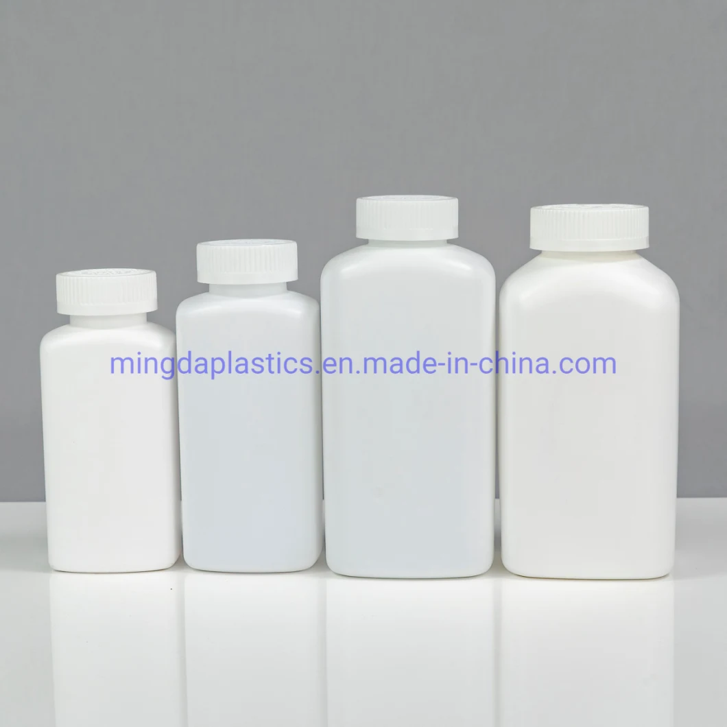 HDPE 300ml High End Square Flip Top Plastic Tablets /Food Products Packaging Medicine Bottle