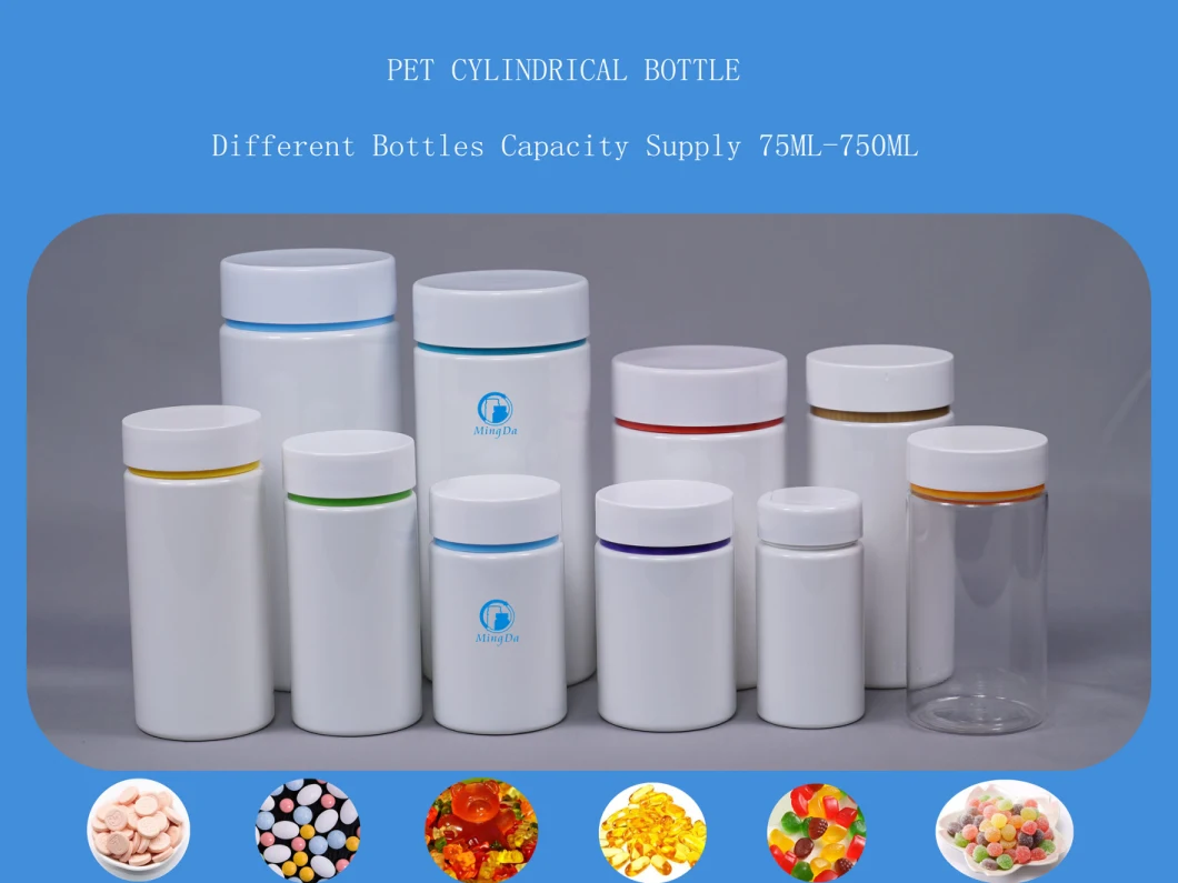 Food Grade Colorful 150ml Cylindrical Plastic Bottle