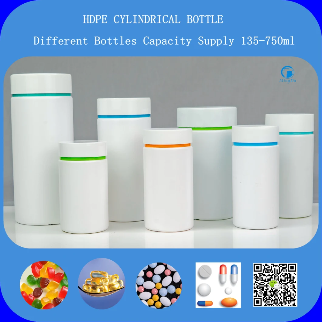 HDPE Cylindrical Fish Oil Plastic Bottle